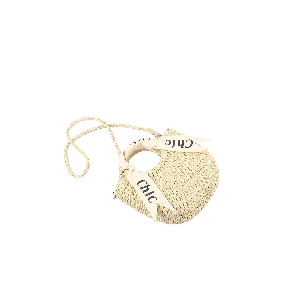 Eiyye off white woven straw beach bag, stylish shoulder handbag perfect for summer outings.
