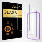 Ailun tempered glass screen protector for iPhone 16/15/15 Pro, 3 pack, case-friendly, dynamic island compatible.