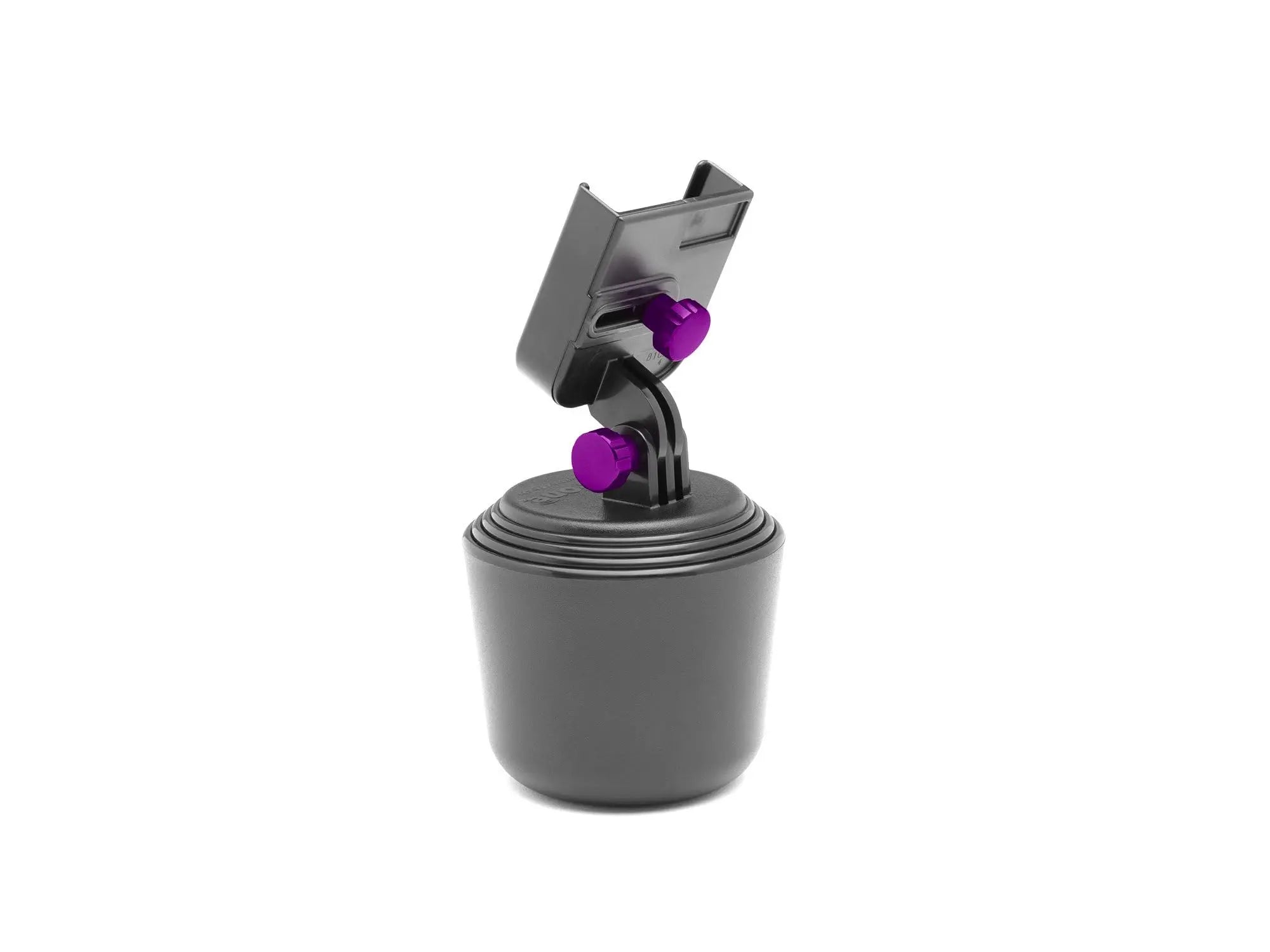 WeatherTech CupFone in black, securely holding a smartphone in a car cup holder with adjustable fit and charging access.