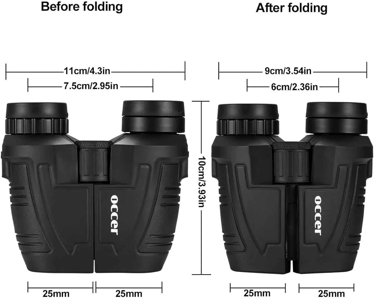 Occer 12x25 compact binoculars with large eyepiece, waterproof design, ideal for bird watching and outdoor activities.
