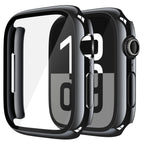 Black tempered glass case for Apple Watch Series 11 and 10, 46mm, featuring a screen protector from Misxi.