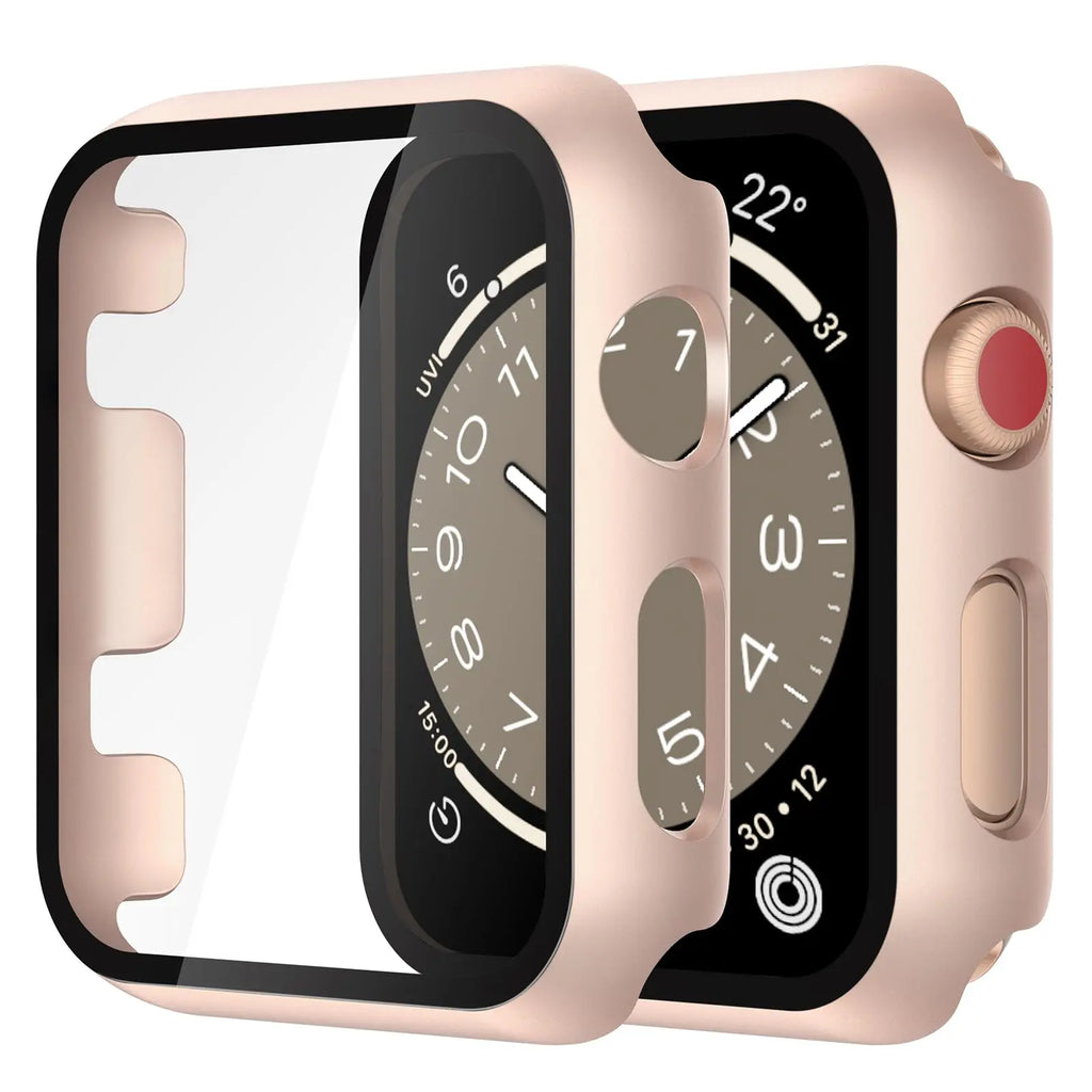 Black tempered glass case for Apple Watch Series 11 and 10, 46mm, showcasing screen protector cover by Misxi.