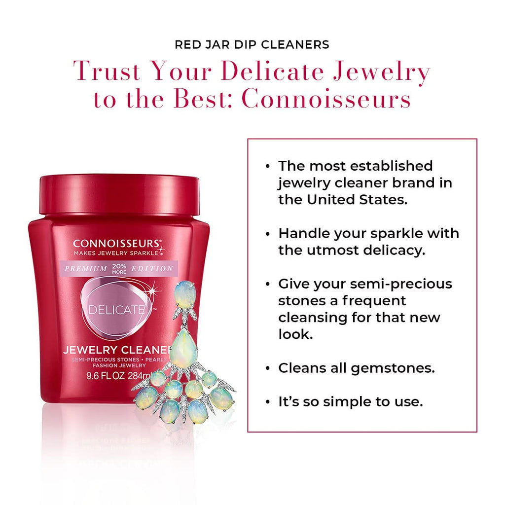 CONNOISSEURS Premium Edition Jewelry Cleaner 9.6oz bottle for cleaning fine, silver, and delicate jewelry.