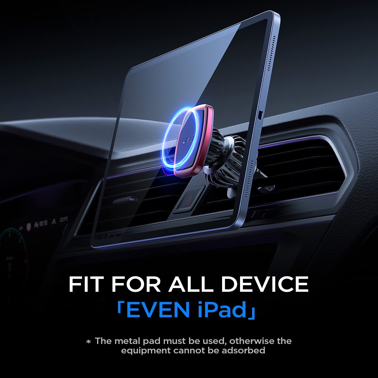 LISEN magnetic phone holder for car with upgraded clip and strong magnets, designed for Galaxy S25 Ultra smartphones.