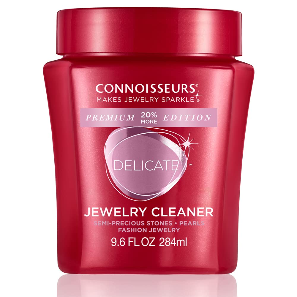 CONNOISSEURS Premium Edition Jewelry Cleaner, 9.6oz bottle for fine, silver, or delicate jewelry cleaning solution.