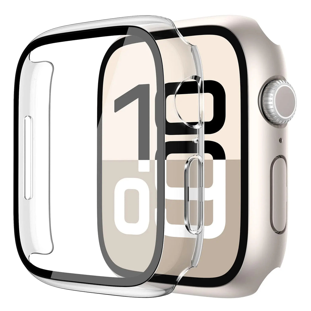 Misxi tempered glass case for Apple Watch Series 11 and 10, black screen protector cover, 46mm size.