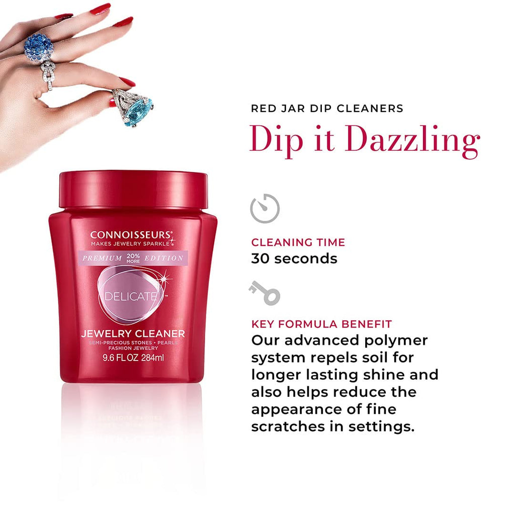 CONNOISSEURS Premium Edition Jewelry Cleaner 9.6oz bottle for fine, silver, and delicate jewelry cleaning solution.