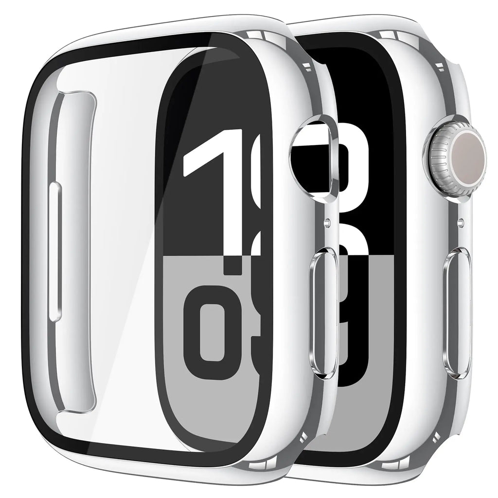 Misxi tempered glass case for Apple Watch Series 11 and 10, black, 46mm, protective screen cover.