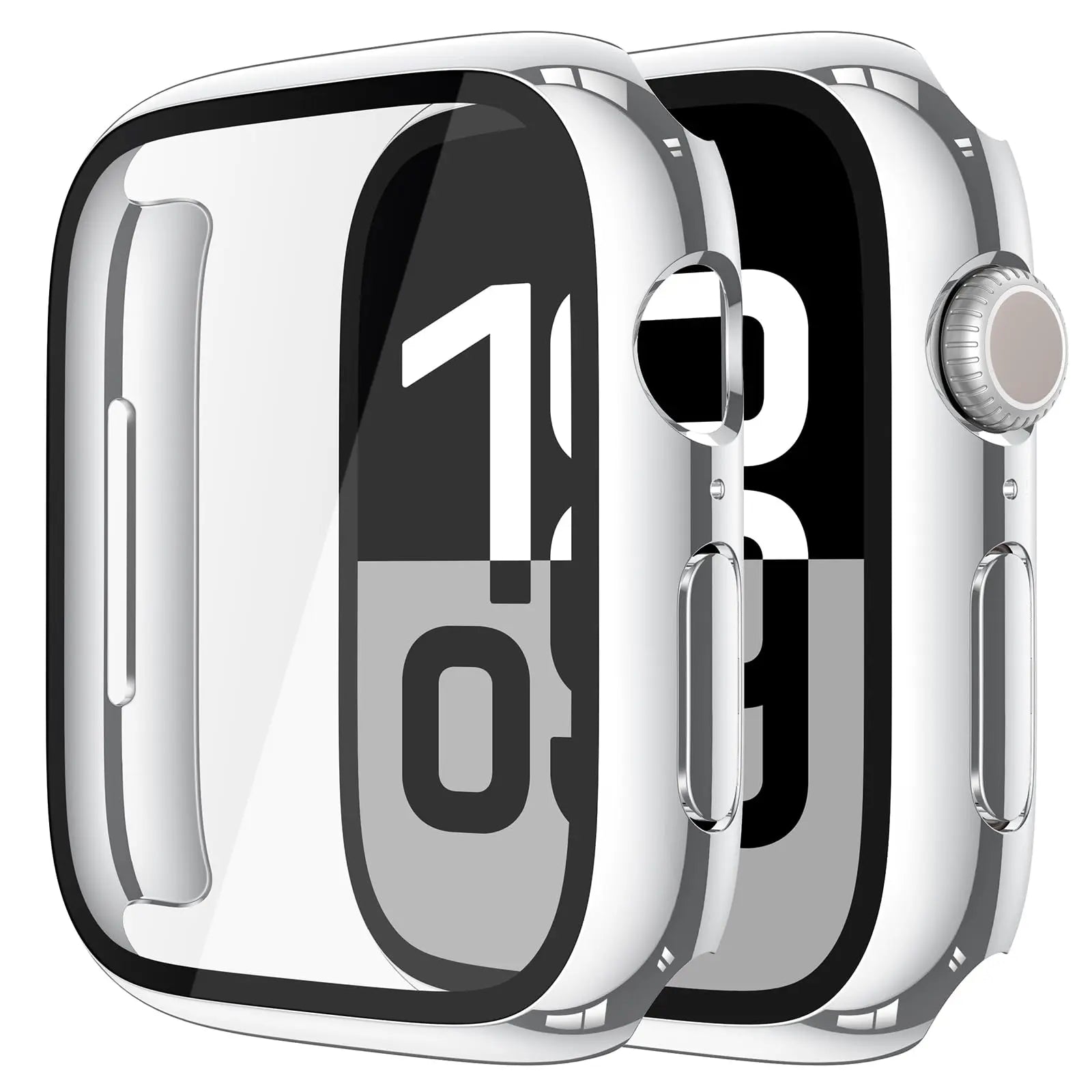 Misxi tempered glass case for Apple Watch Series 11 and 10, black, 46mm, protective screen cover.