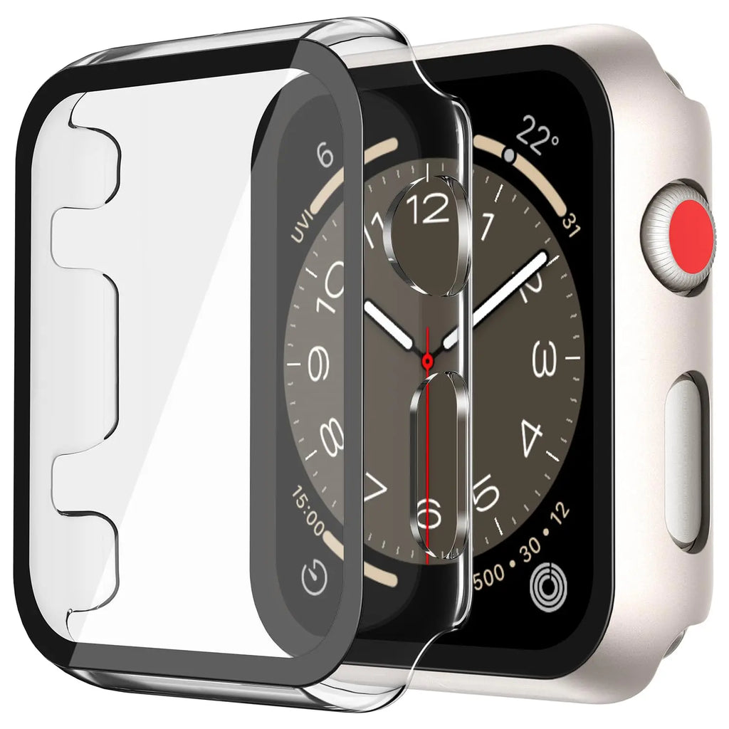 Misxi black tempered glass case for Apple Watch Series 10 and 11, 46mm, showcasing screen protector cover design.
