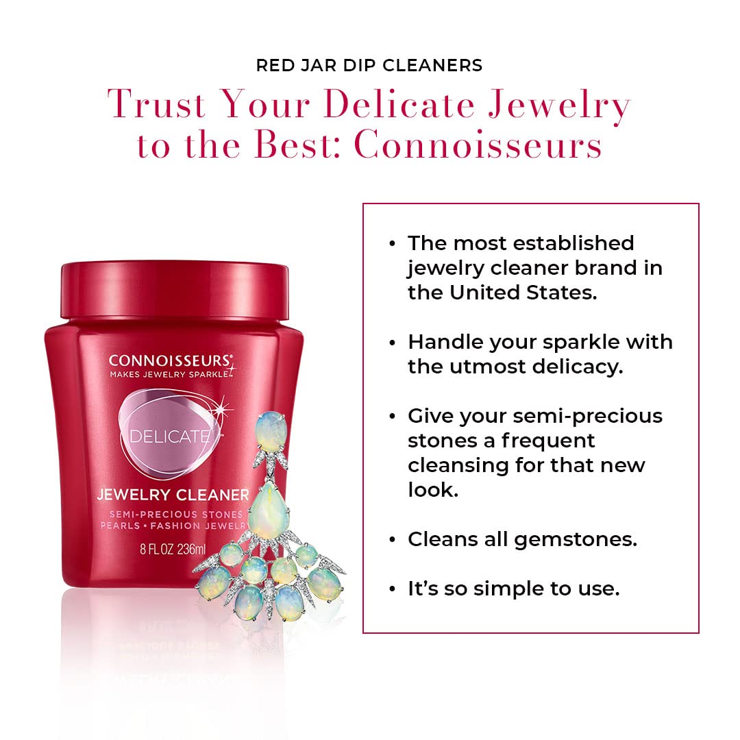 CONNOISSEURS Premium Edition Jewelry Cleaner 9.6oz bottle, suitable for fine, silver, and delicate jewelry types.
