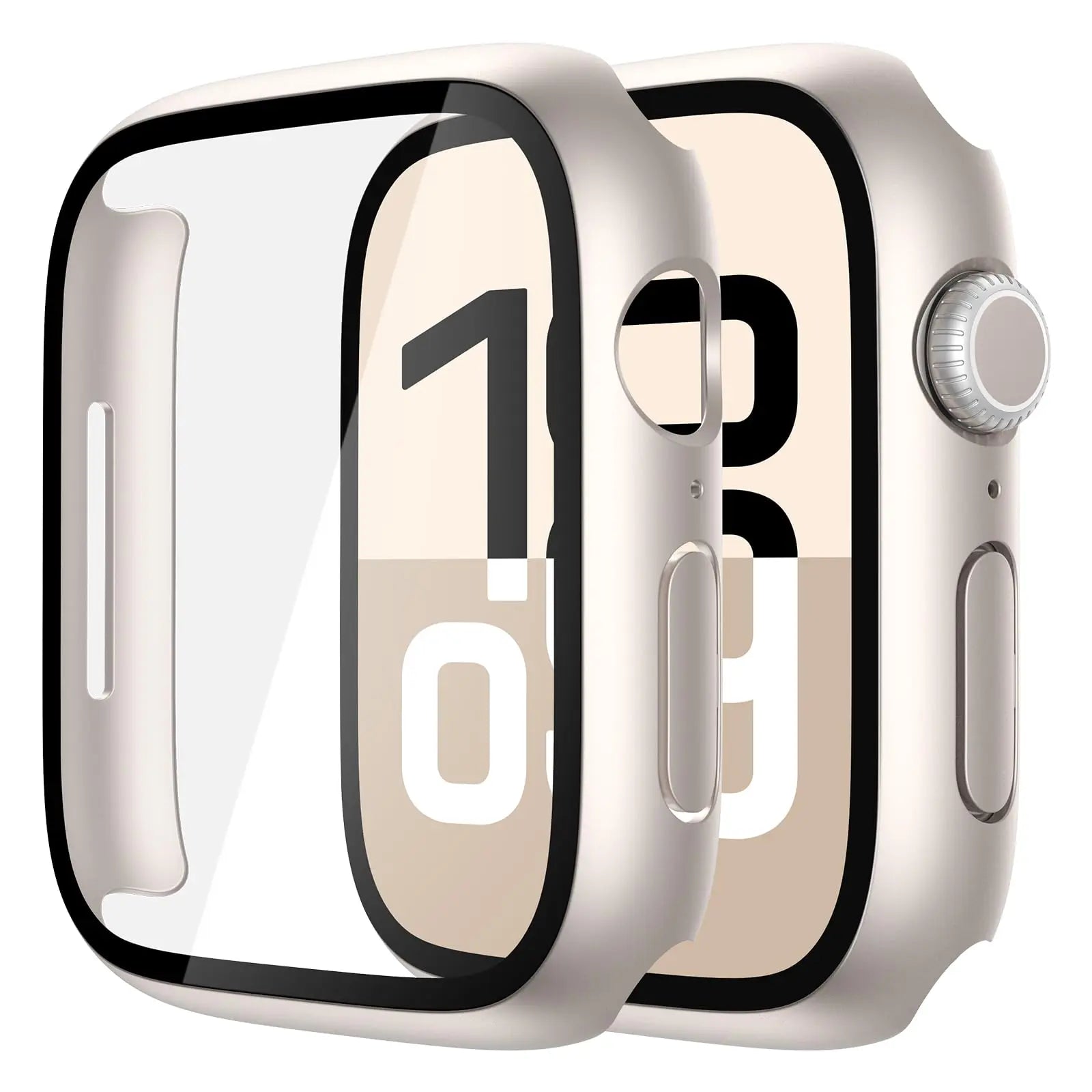 Misxi tempered glass case for Apple Watch Series 11 and 10, 46mm, black screen protector cover displayed on a watch.