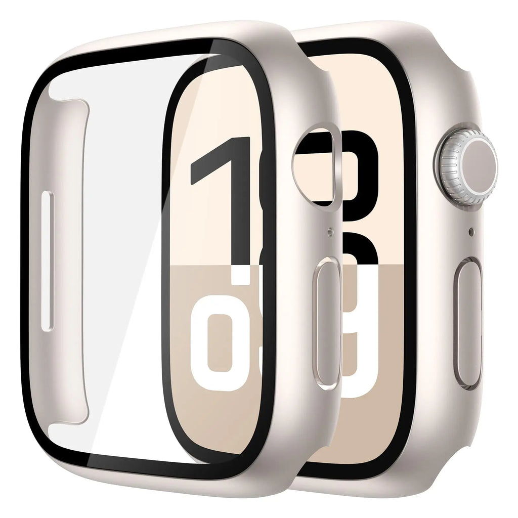 Misxi tempered glass case for Apple Watch Series 11 and 10, black screen protector cover for 46mm iWatch.