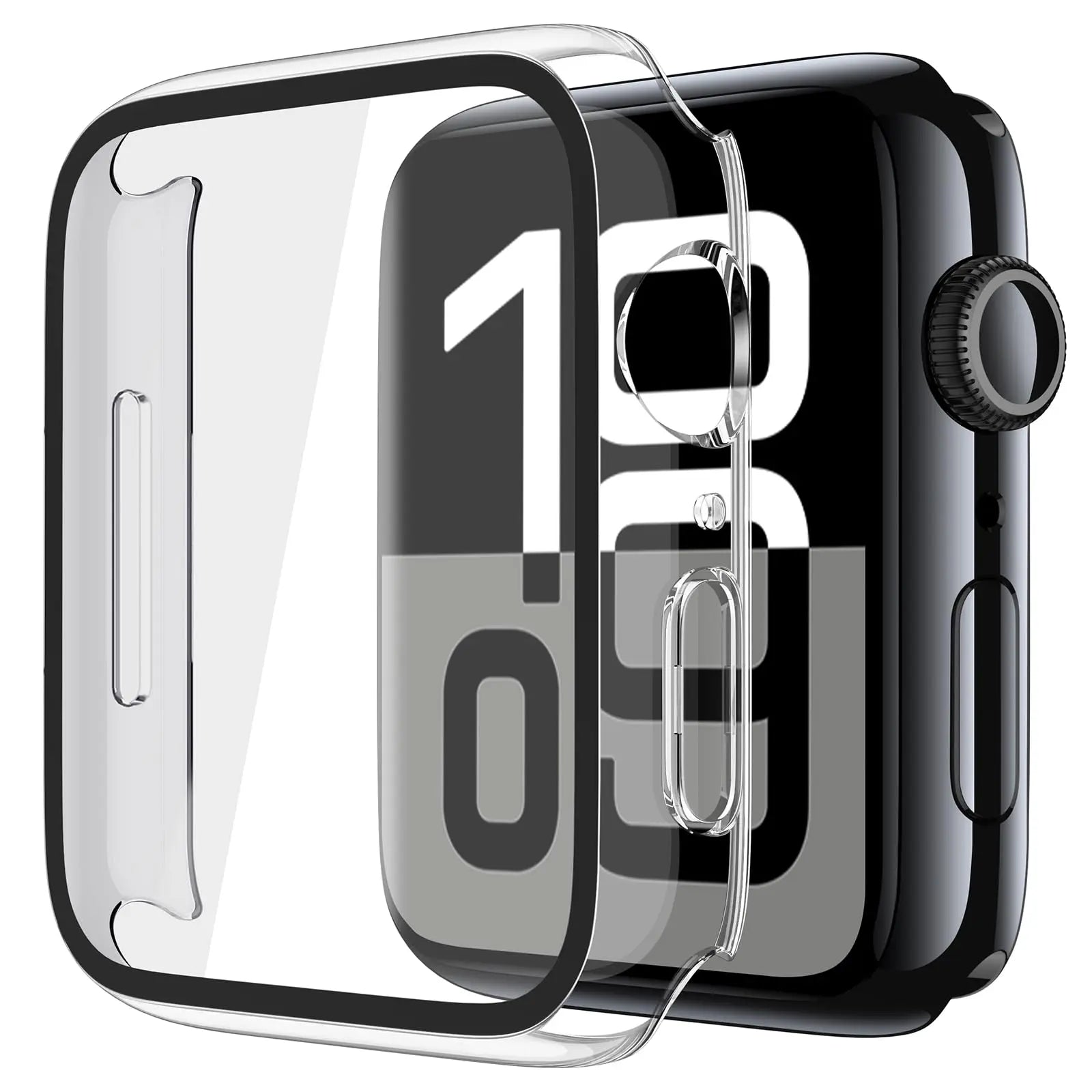 Misxi tempered glass case for Apple Watch Series 11 and 10, black screen protector cover, fits 46mm iWatch.