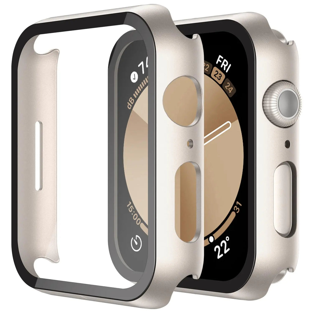 Black tempered glass case and screen protector for Apple Watch Series 11 and 10, 46mm by Misxi.