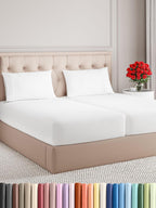 CGK Unlimited queen sheet set in white, featuring soft, breathable fabric and deep pockets for easy fit on beds.