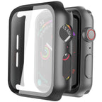 Black tempered glass case for Apple Watch Series 11 and 10, 46mm, featuring a protective screen cover by Misxi.