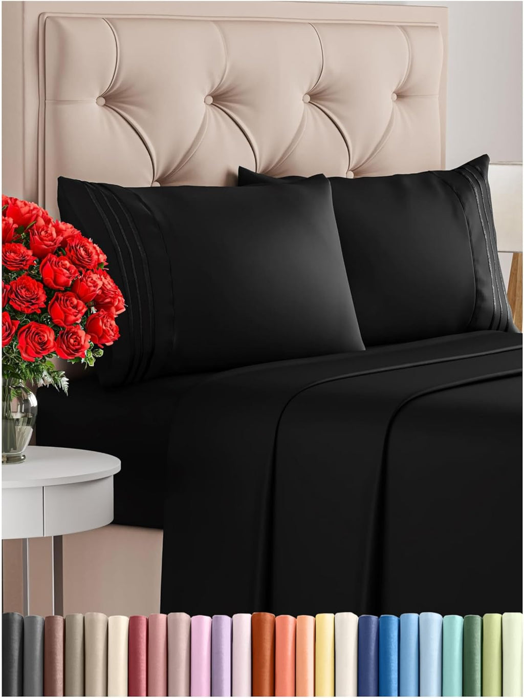 CGK Unlimited white queen sheet set with deep pockets, soft fabric, and wrinkle-free design for comfortable sleep.