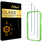 Ailun tempered glass screen protector for iPhone 15 and 16, 3-pack, case-friendly, 6.1-inch display, Dynamic Island compatible.