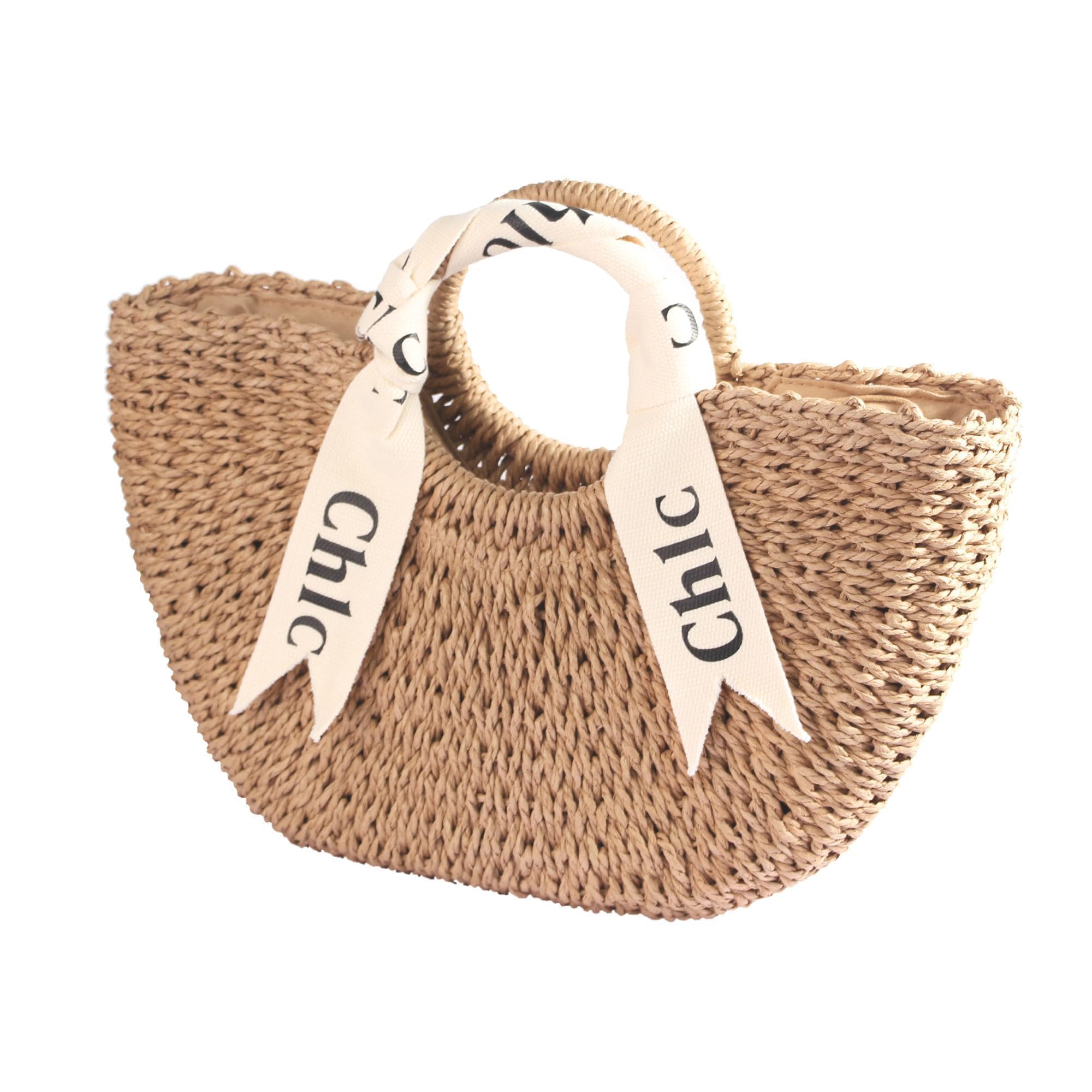 Eiyye off white woven tote purse, women's straw beach bag with shoulder straps, perfect for summer outings.