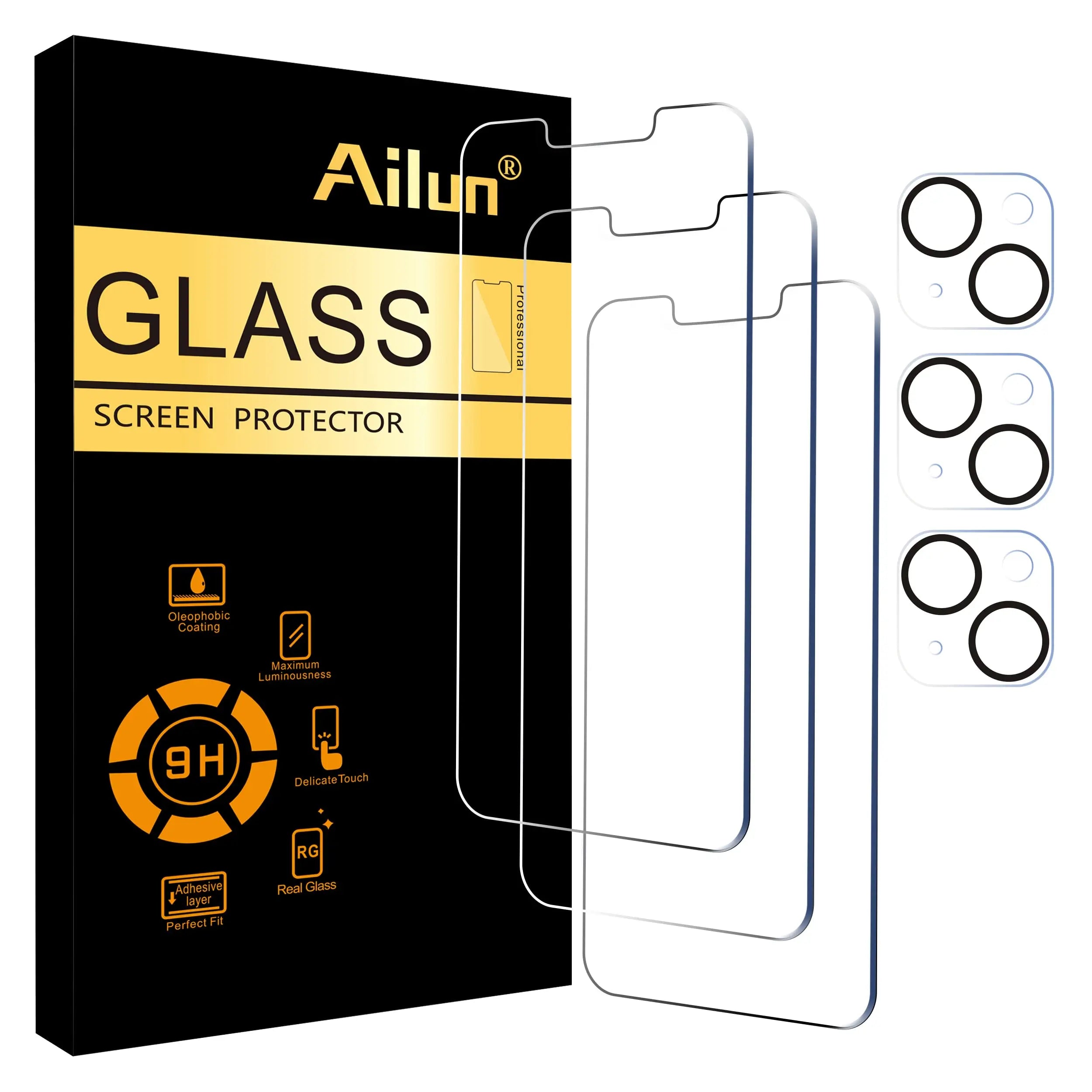 Ailun 3 pack screen protector and camera lens protector for iPhone 17 Pro Max with installation frame, dynamic island compatible.