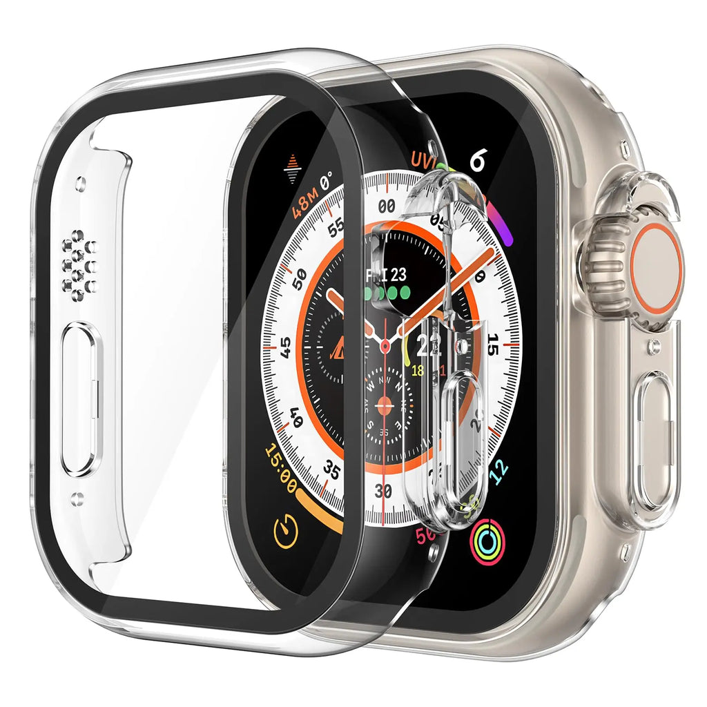 Misxi tempered glass case for Apple Watch Series 11 and 10, 46mm, black screen protector cover displayed.