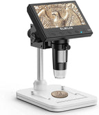 Elikliv LCD digital coin microscope with 1000x magnification and 8 LED lights, featuring a 4.3-inch display.