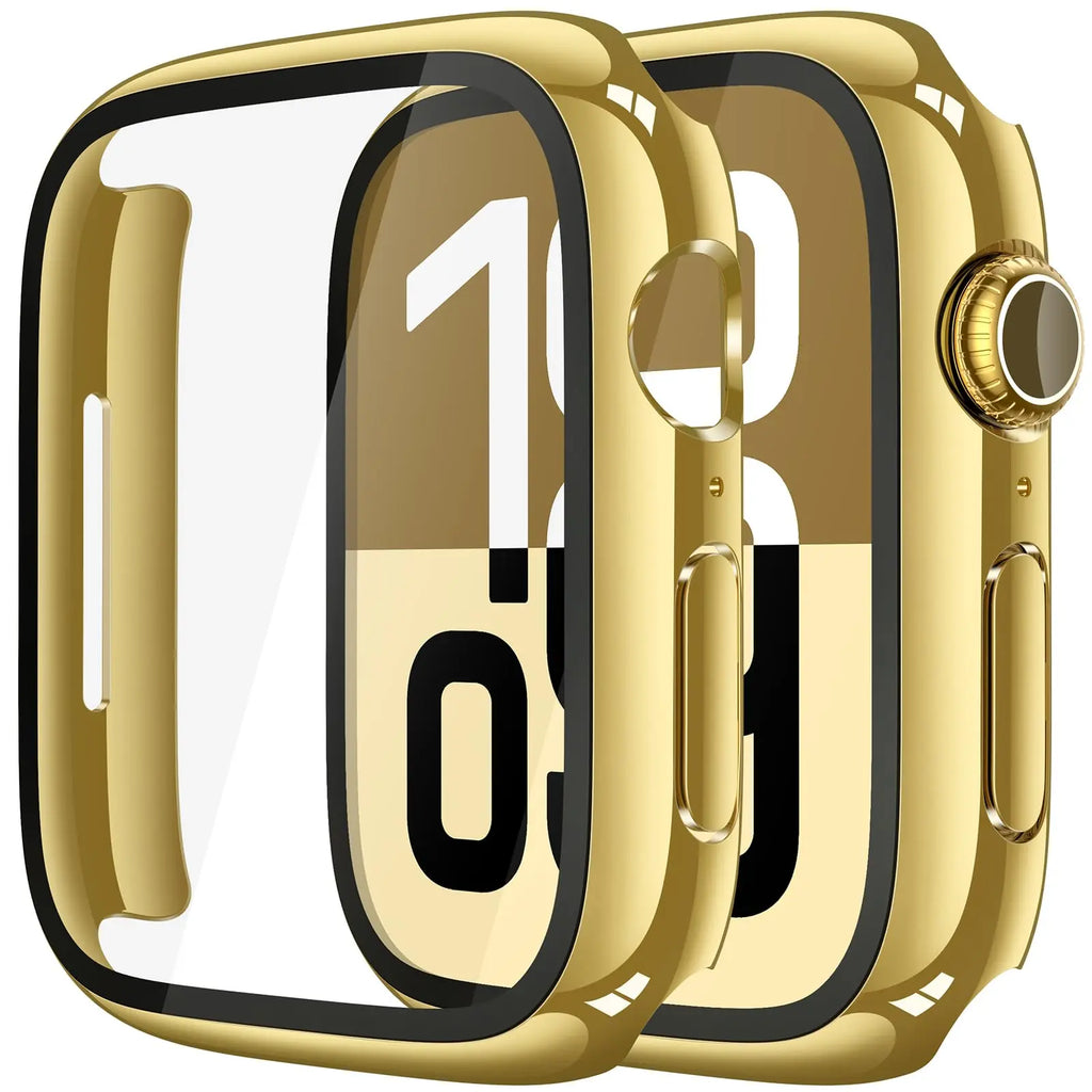 Misxi tempered glass case for Apple Watch Series 11 and 10, 46mm, black screen protector cover.