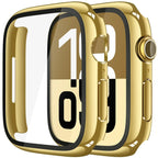 Misxi tempered glass case for Apple Watch Series 11 and 10, 46mm, black screen protector cover.