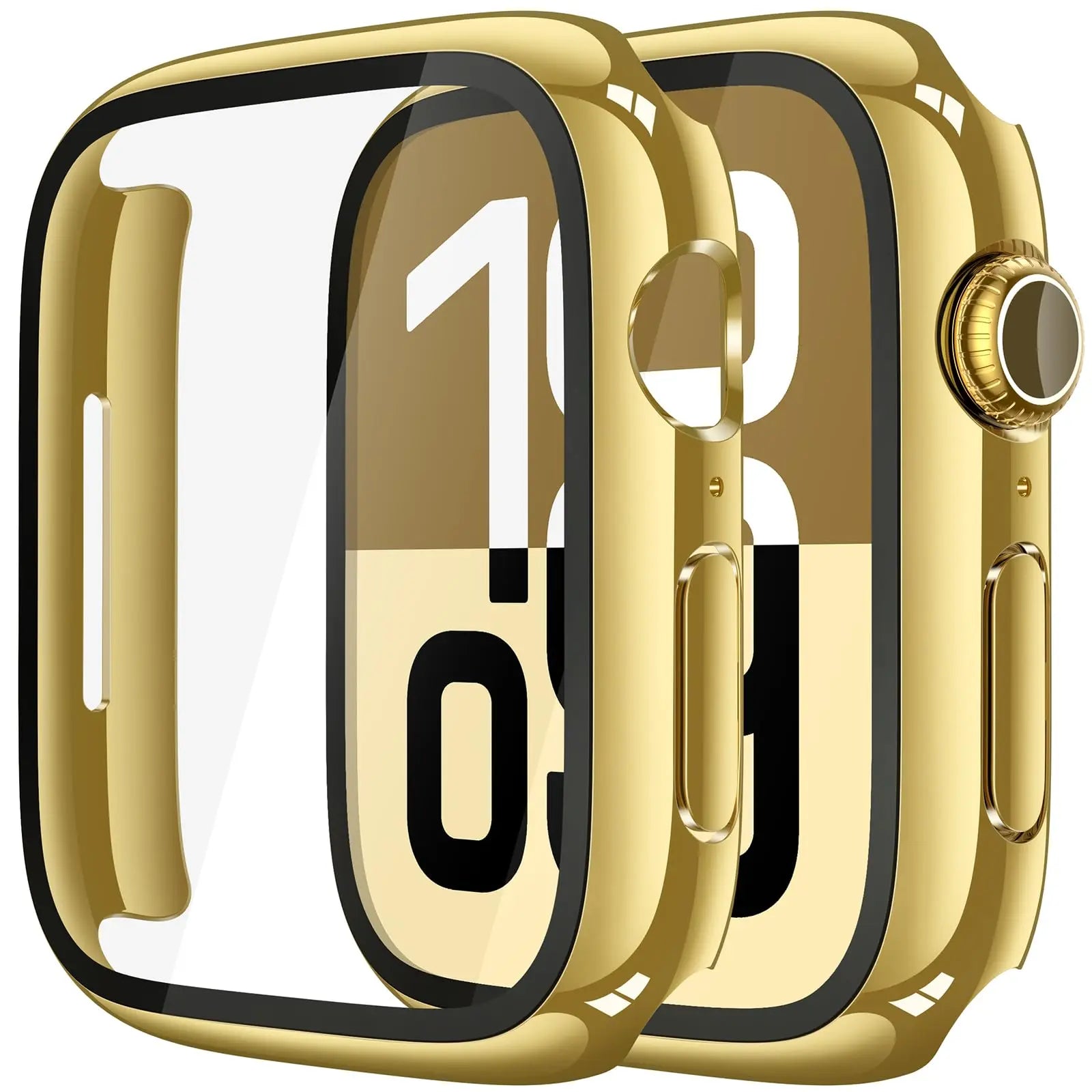 Misxi tempered glass case for Apple Watch Series 11 and 10, 46mm, black screen protector cover.