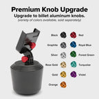 WeatherTech CupFone universal cup holder phone mount in black, securely holds smartphones with open access for charging.