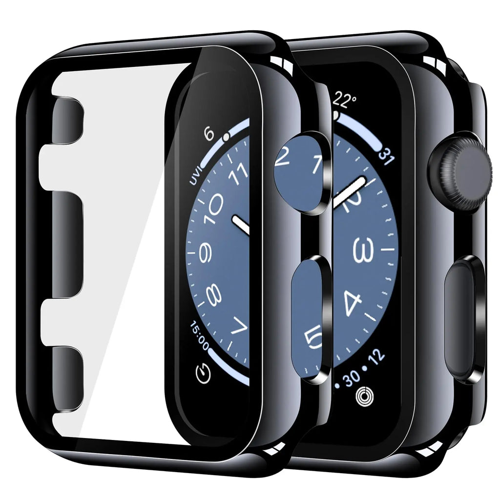 Misxi tempered glass case for Apple Watch Series 11 and 10, 46mm, in black, offering screen protection and a sleek design.