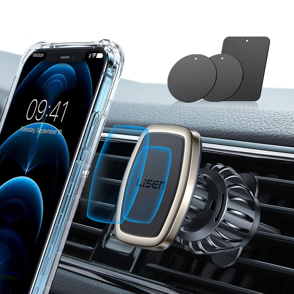 LISEN magnetic phone holder for car with upgraded clip and strong magnets, designed for Galaxy S25 Ultra and similar smartphones.