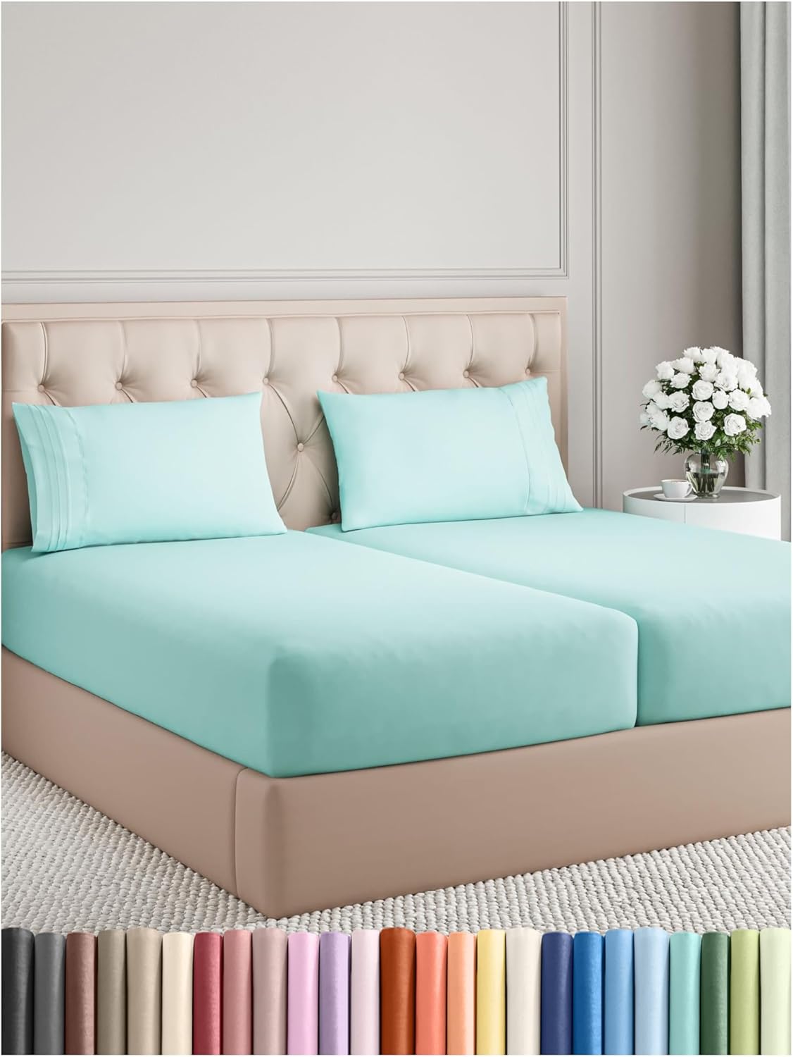 CGK Unlimited 4 Piece Sheet Set - Comfy Breathable & Cooling Sheets - Hotel Luxury Bed Sheets for Women, Men, Kids & Teens - Deep Pockets, Easy-Fit, Soft & Wrinkle Free Sheets - Queen, 01 - White