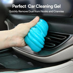 PULIDIKI car cleaning gel slime in use, effectively removing dust from a vehicle's interior surfaces and crevices.