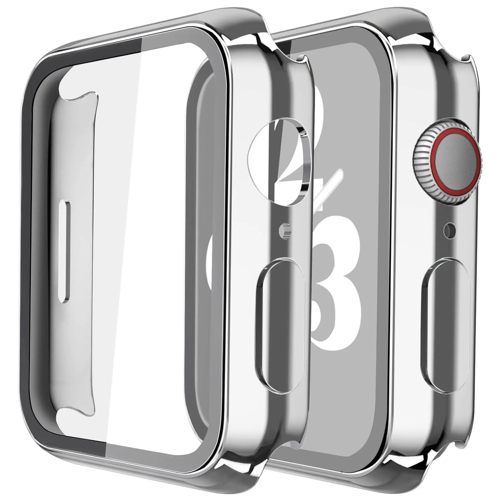 Misxi 2 Pack black tempered glass case and screen protector for Apple Watch Series 11 and 10, 46mm.
