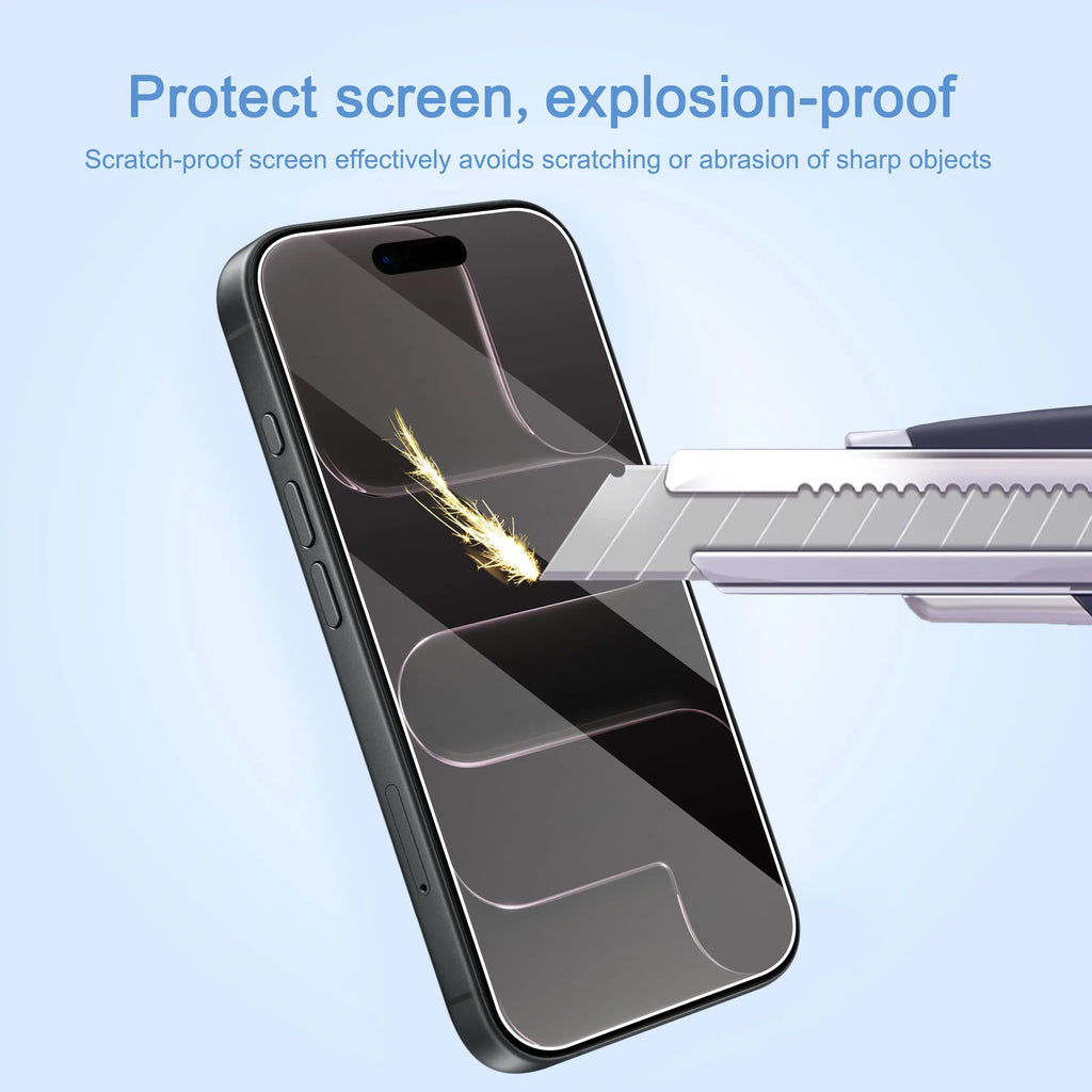 Ailun tempered glass screen protector for iPhone 16/15, 3-pack, case-friendly, dynamic island compatible.
