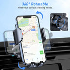 Blukar car phone holder mount with 360° rotation and metal hook clip, designed for smartphones like iPhone and Galaxy.