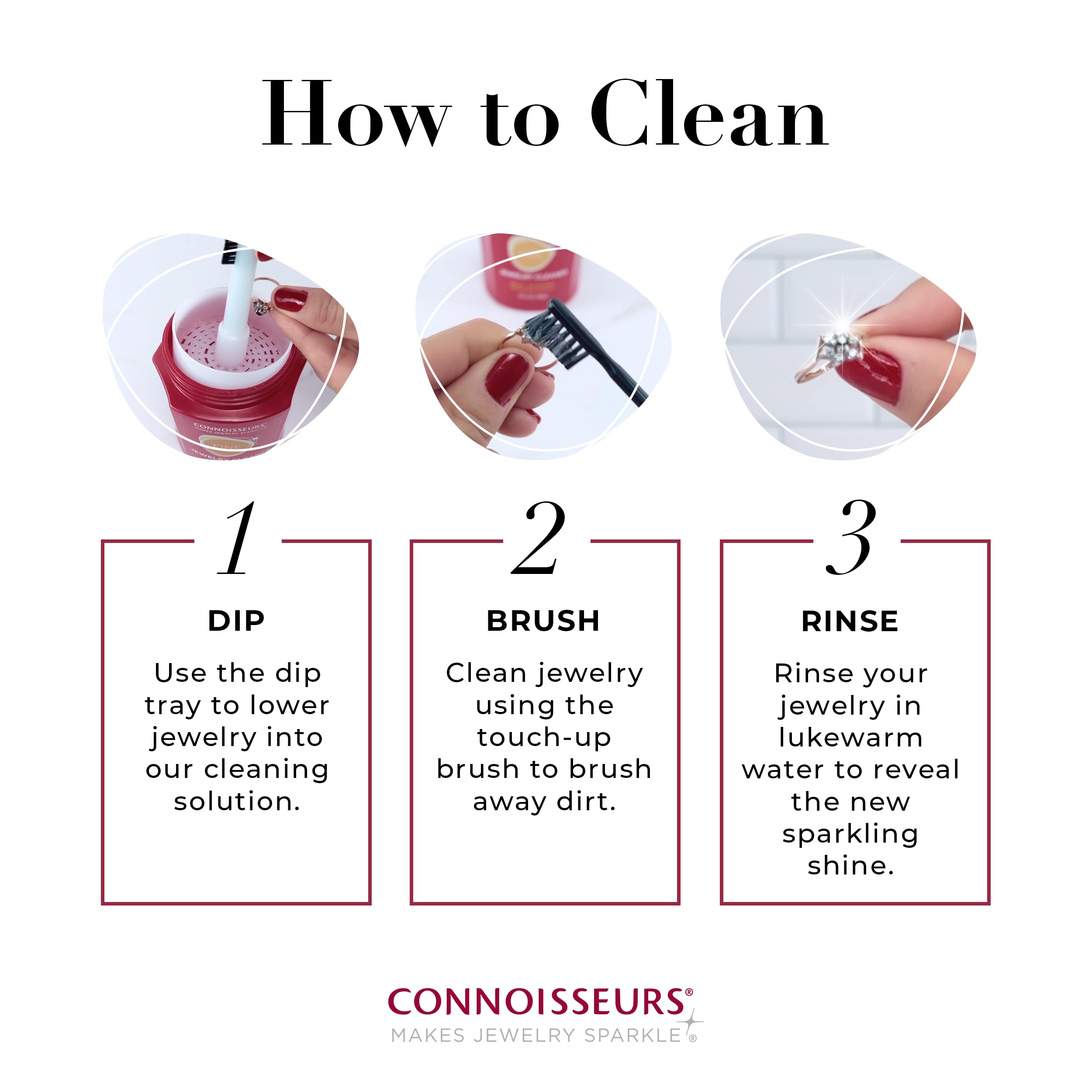 CONNOISSEURS Premium Edition Jewelry Cleaner 9.6oz bottle for fine, silver, and delicate jewelry cleaning solutions.