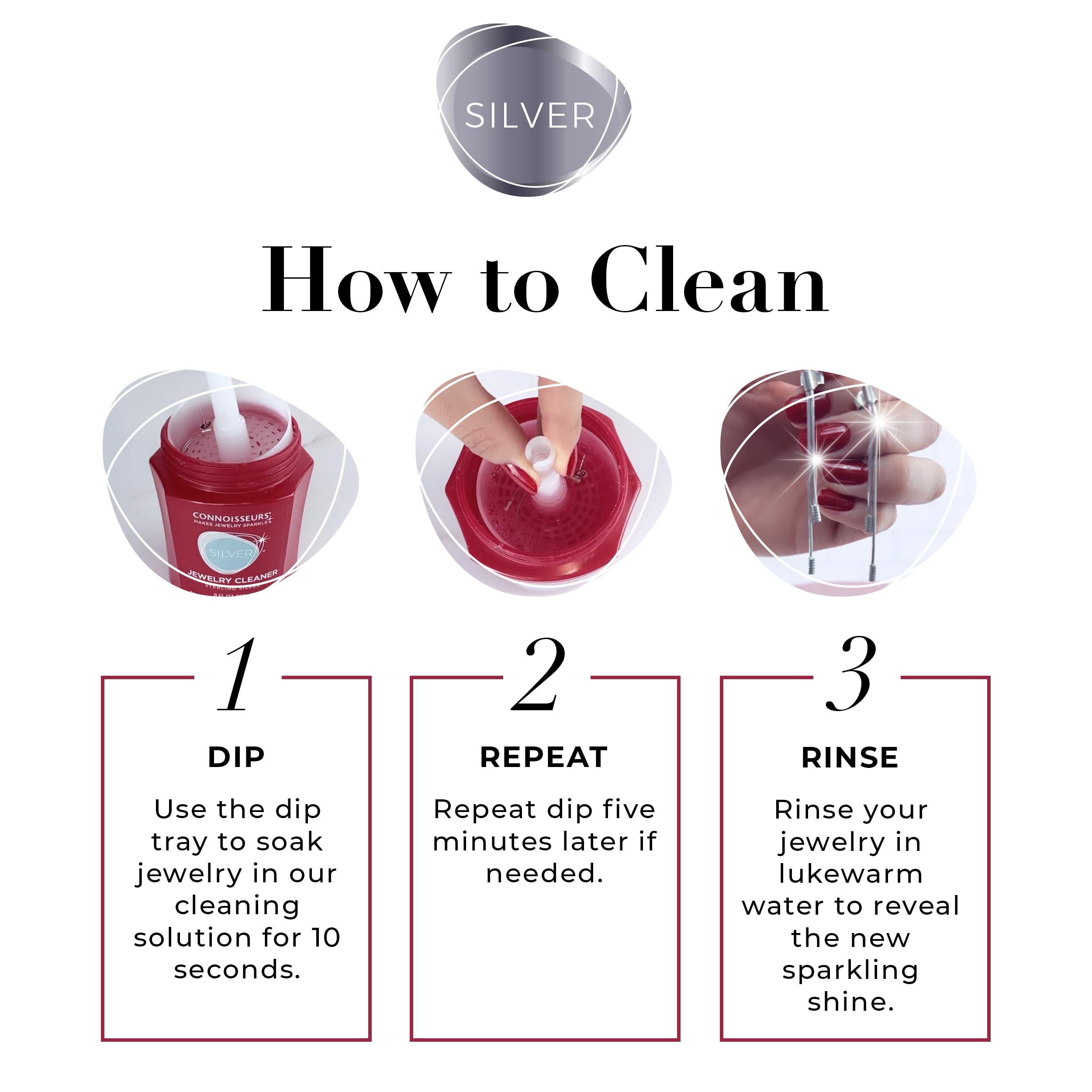 CONNOISSEURS Premium Edition Jewelry Cleaner 9.6oz bottle, suitable for fine, silver, and delicate jewelry care.