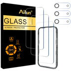 Ailun 3 pack screen protector and camera lens protector for iPhone 17 Pro Max, featuring installation frame and case compatibility.