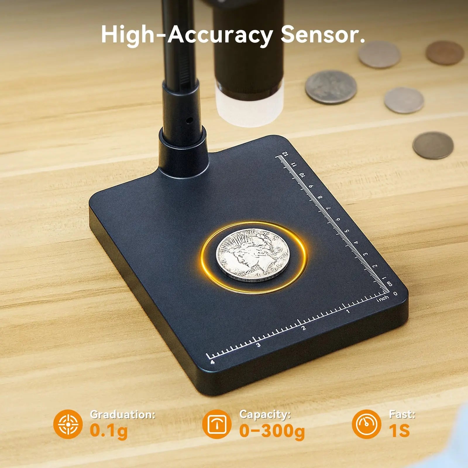 Elikliv LCD digital coin microscope with 1000x magnification, 8 LED lights, and 4.3-inch display for detailed viewing.