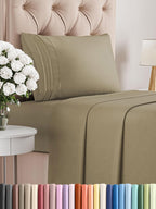 CGK Unlimited white queen sheet set with deep pockets, soft texture, and wrinkle-free design for comfortable sleep.