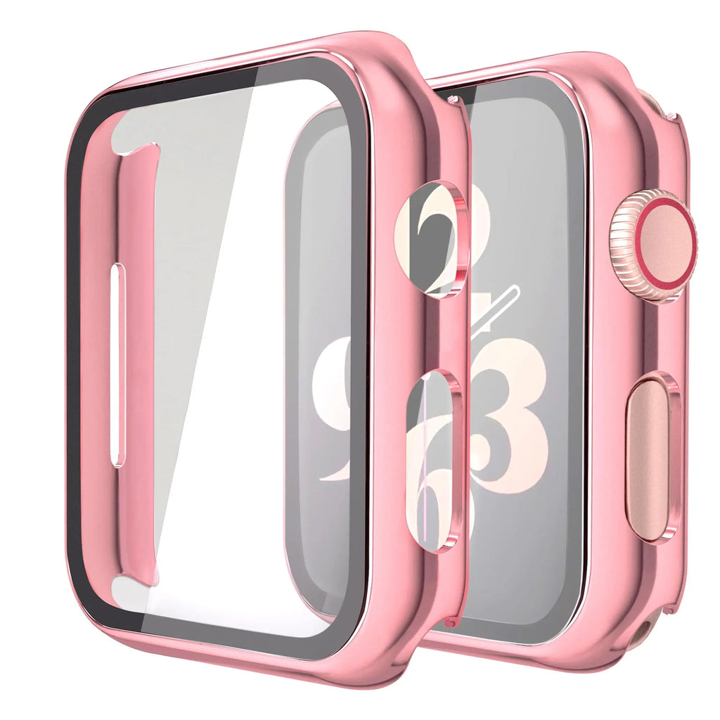 Black tempered glass case for Apple Watch Series 11 and 10, 46mm, with screen protector, by Misxi.