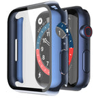 Black tempered glass case for Apple Watch Series 11 and 10, showing protective cover and precise fit for 46mm iWatch.