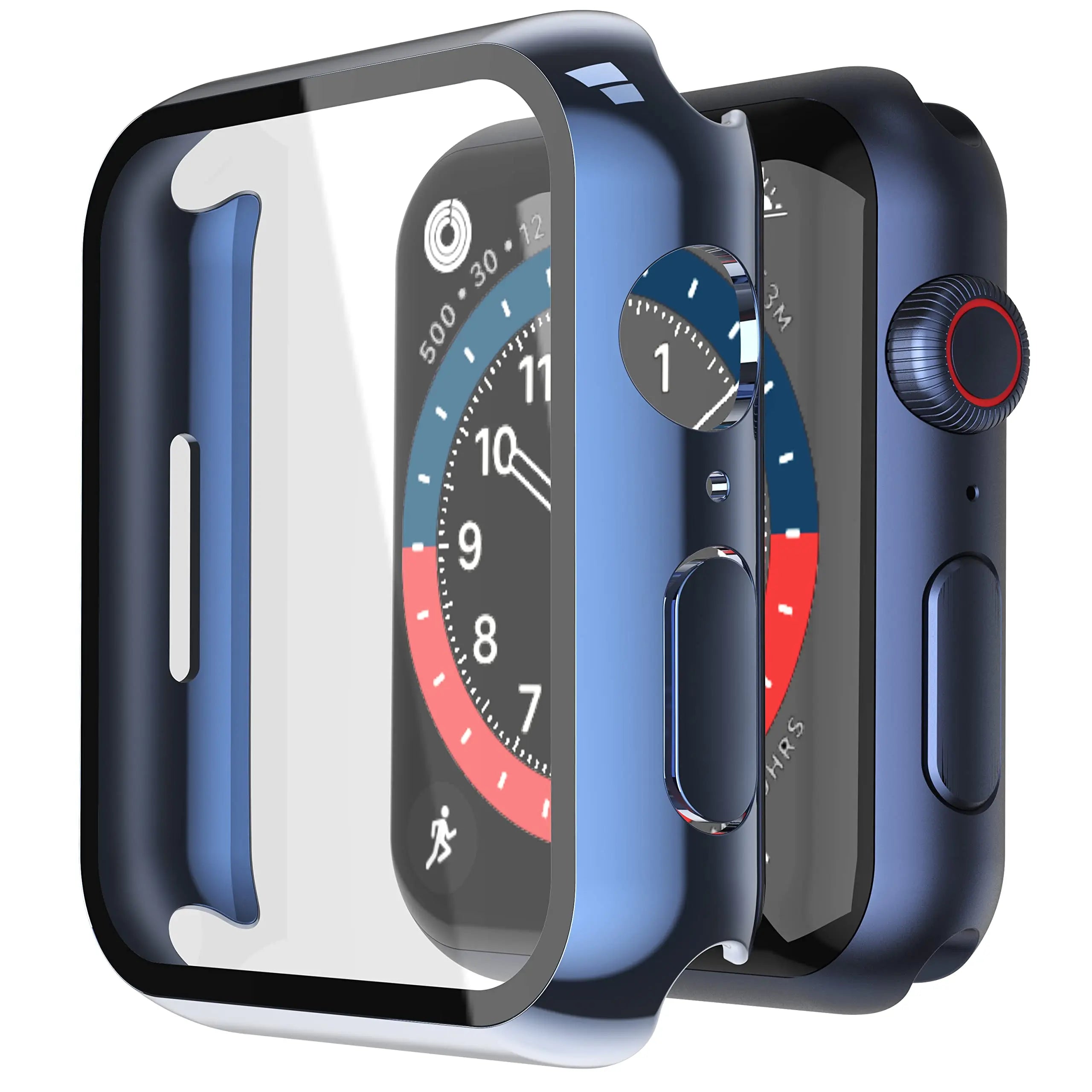 Black tempered glass case for Apple Watch Series 11 and 10, showing protective cover and precise fit for 46mm iWatch.