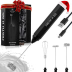 Zulay handheld milk frother in silver, featuring an upgraded titanium motor, ideal for lattes and matcha drinks.