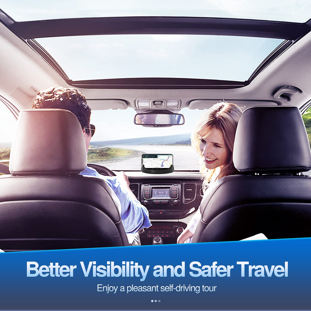 Black Loncaster car phone holder with silicone pad, designed for various dashboards and compatible with smartphones and GPS devices.