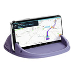 Black Loncaster car phone holder, silicone pad mount for smartphones and GPS on various dashboards and desks.