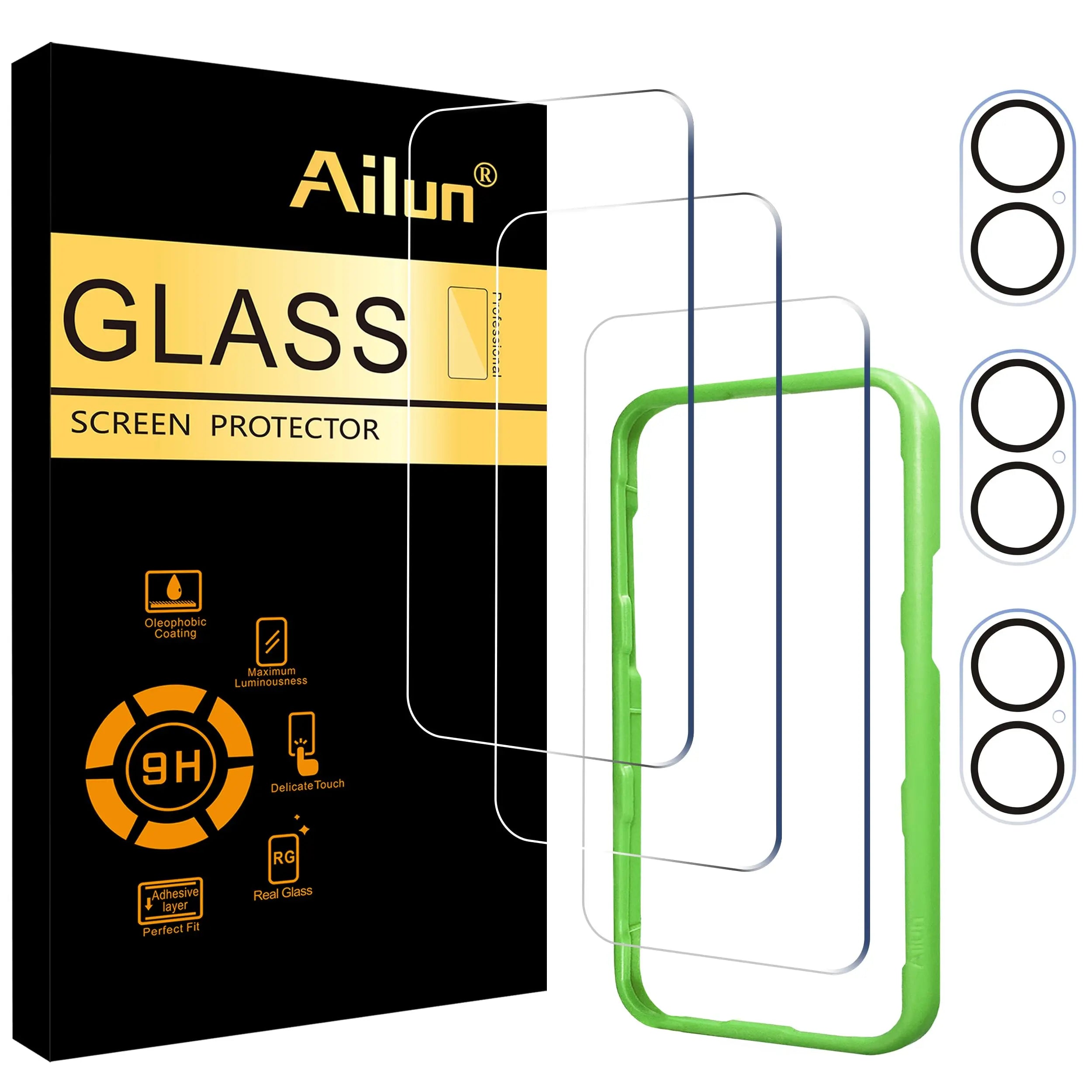 Ailun 3 pack screen protector and camera lens protector for iPhone 17 Pro Max with installation frame, case friendly design.
